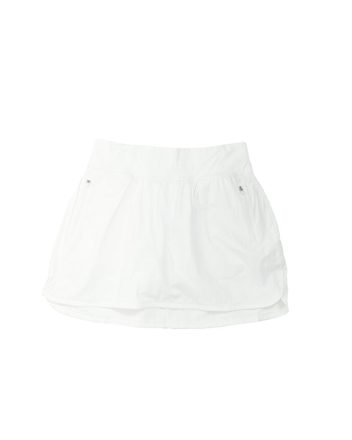 Women's White Curved Hem Skirt