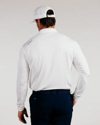 White Cursive Long Sleeve Blade Polo