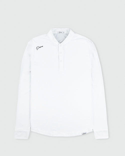 White Cursive Long Sleeve Blade Polo