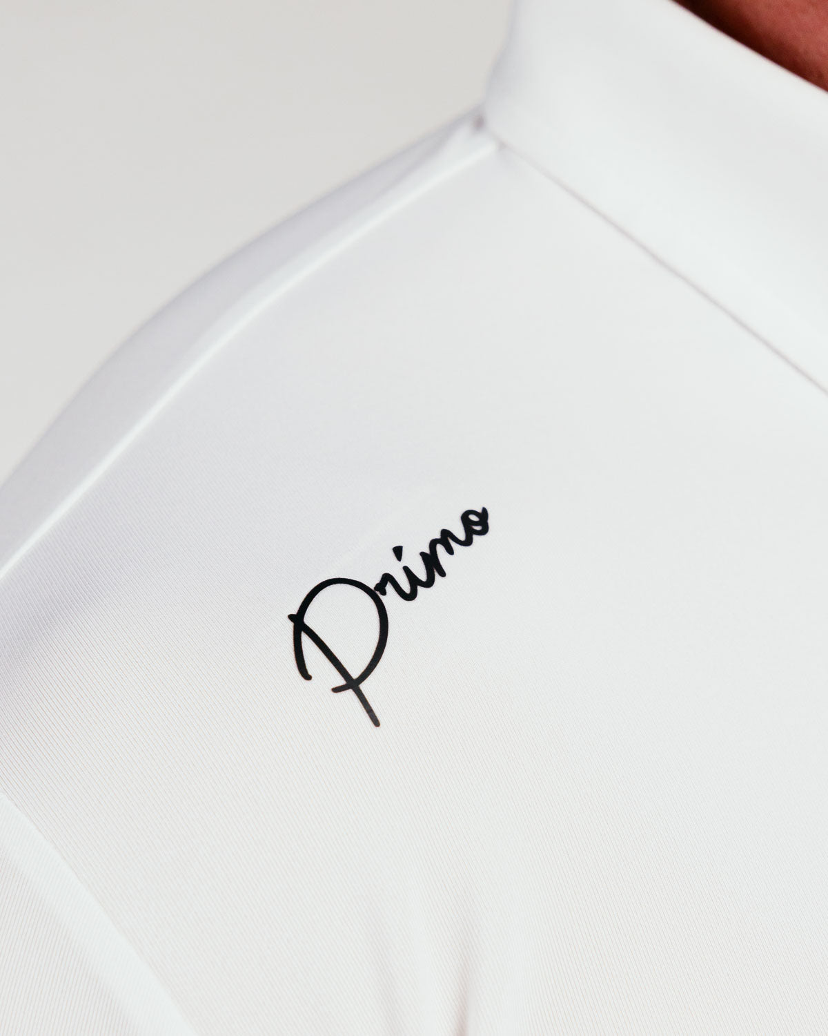 White Cursive Long Sleeve Classic Polo