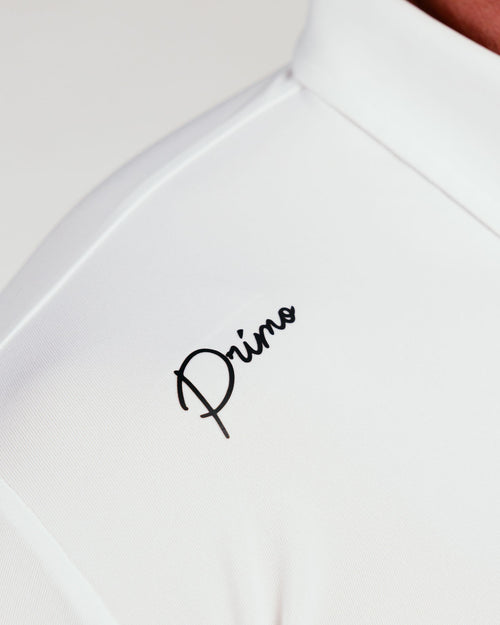 White Cursive Long Sleeve Classic Polo