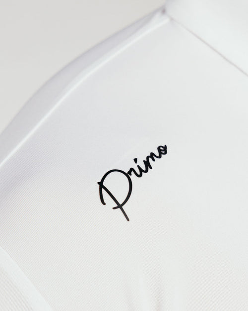 White Cursive Long Sleeve Blade Polo