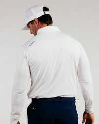 White Cursive Long Sleeve Classic Polo