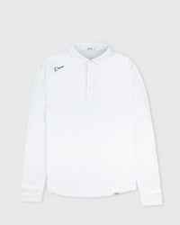 White Cursive Long Sleeve Classic Polo