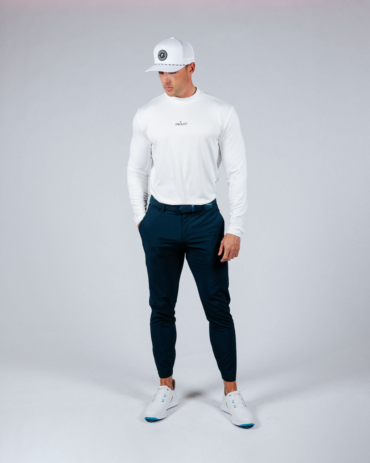 Primo Long Sleeve Mock Neck Tee - White