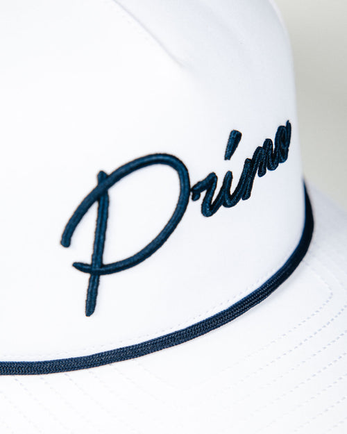 White | Navy Cursive Hat