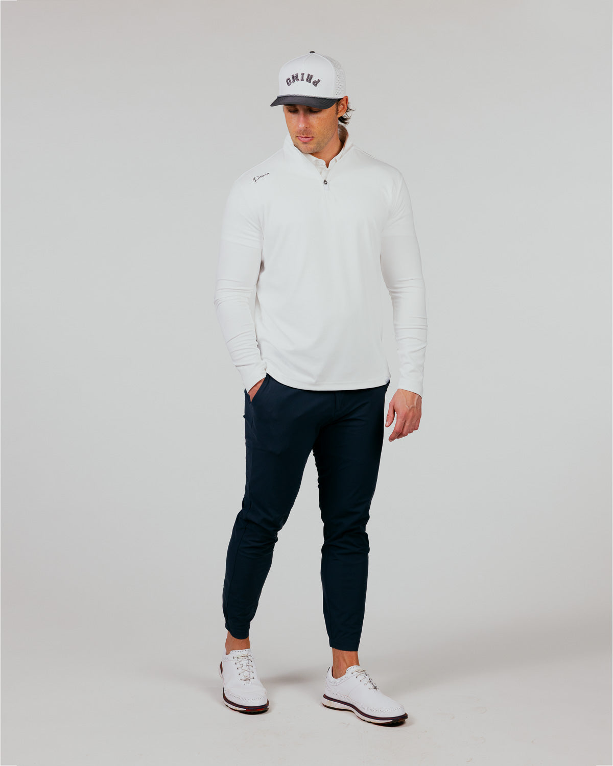 Primo Golf Quarter Zip - White Cursive