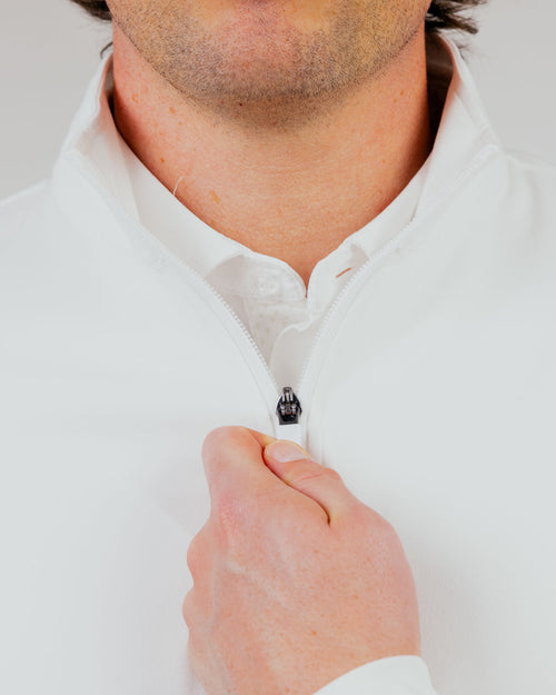 White Cursive Quarterzip