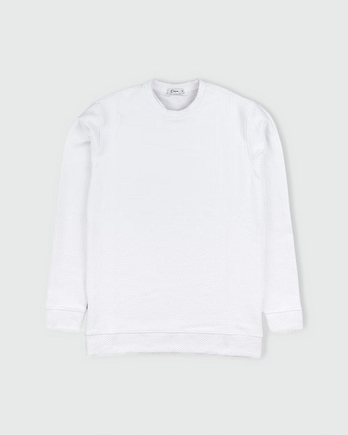 White Waffle Crew Neck