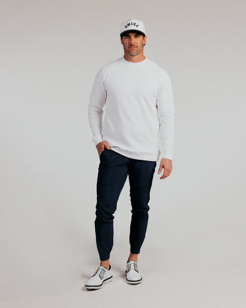 White Waffle Crew Neck