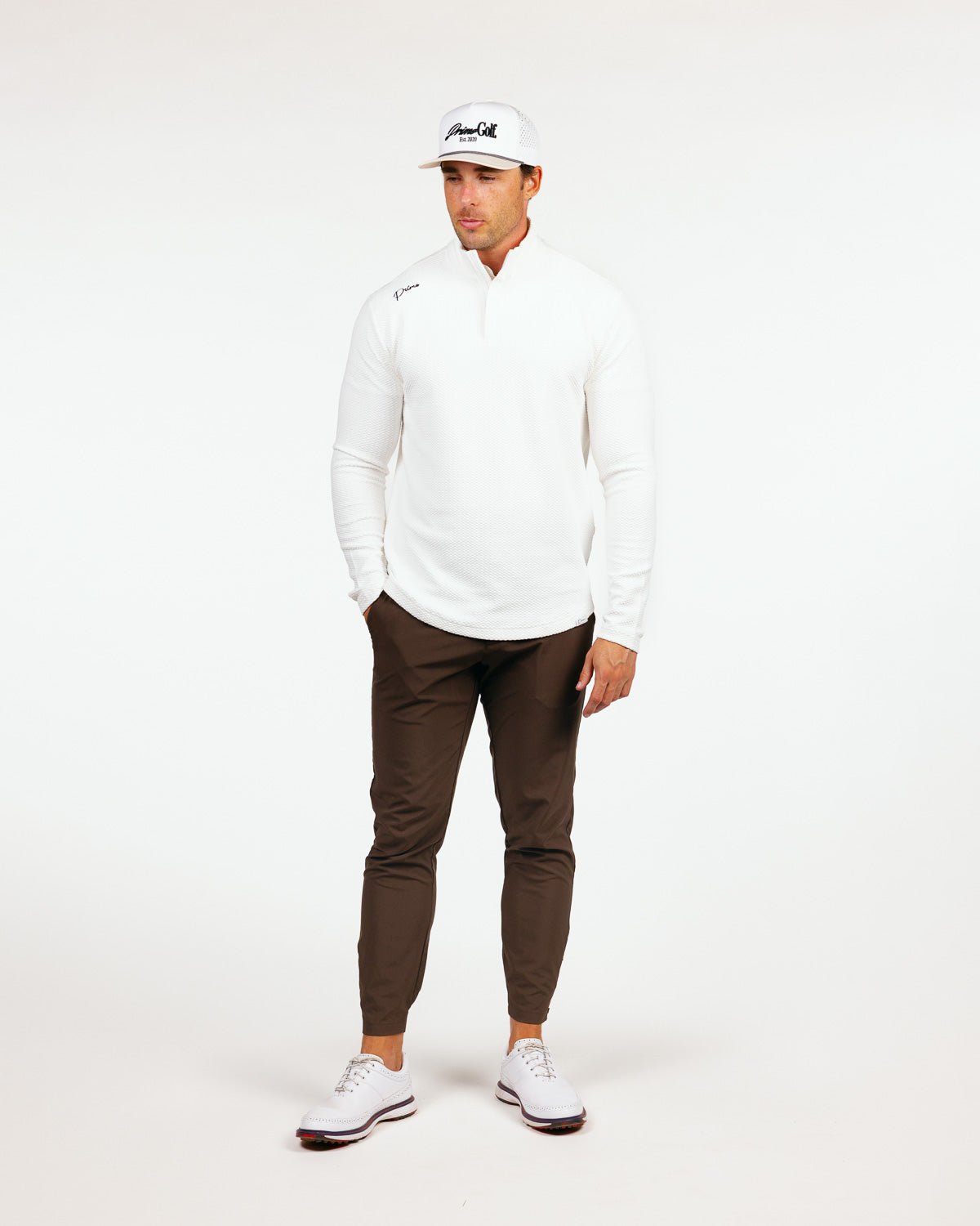 White Waffle Quarter Zip