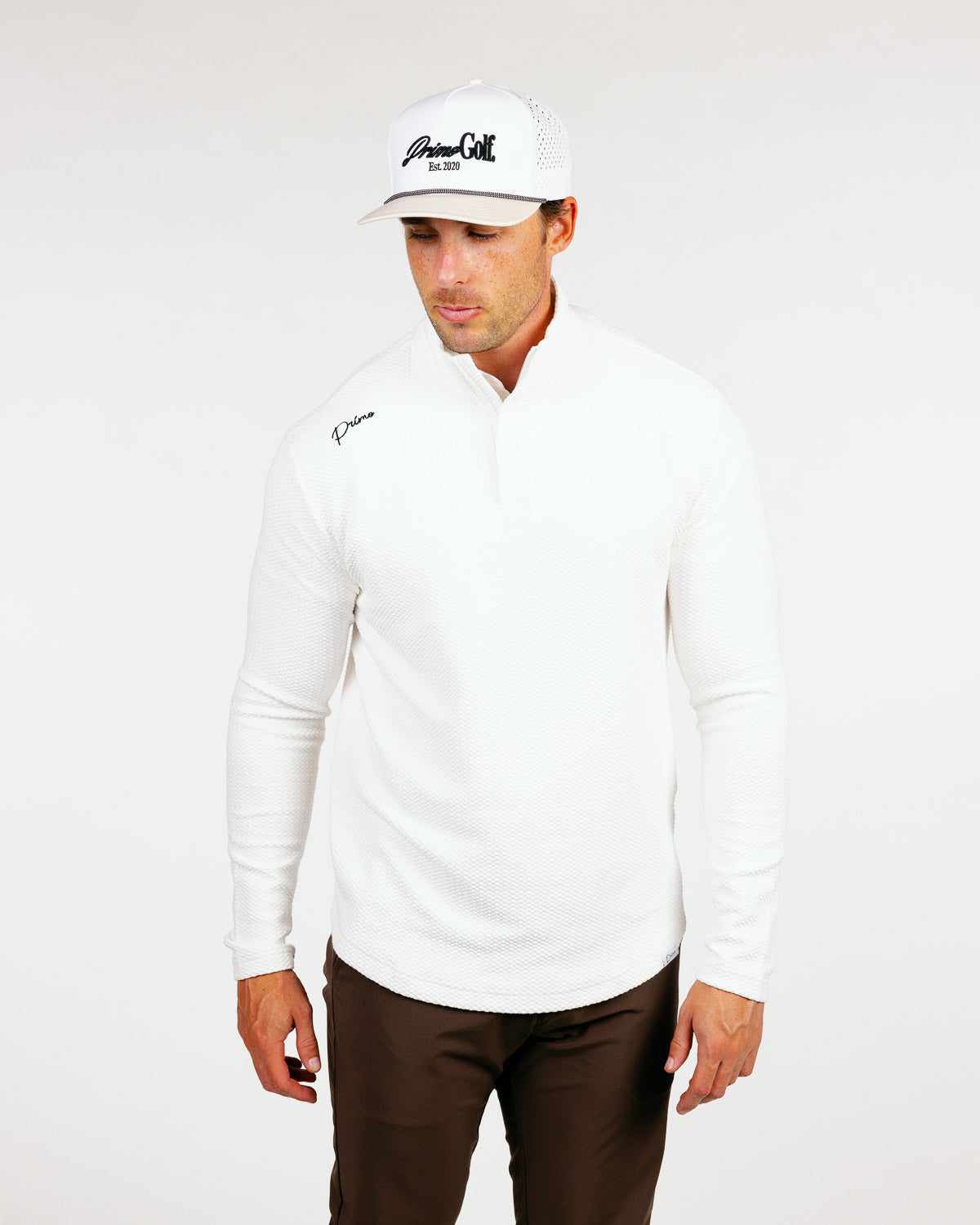 Primo Waffle Quarter Zip - White