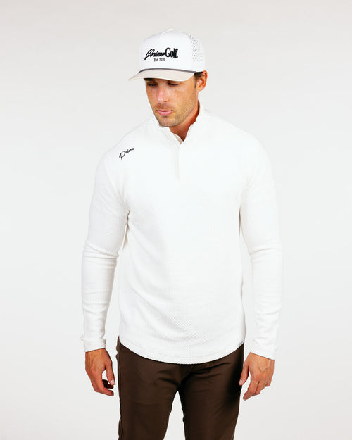 Primo Waffle Quarter Zip - White