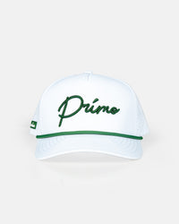 White | Green Cursive Hat