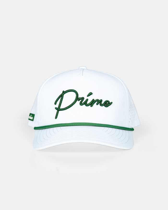 White | Green Cursive Hat