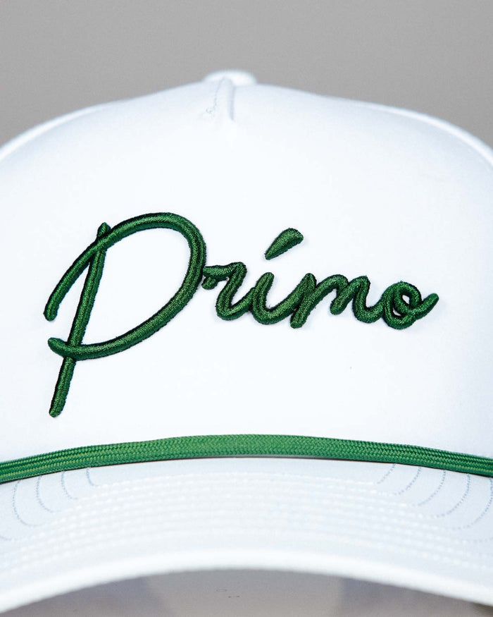 White | Green Cursive Hat