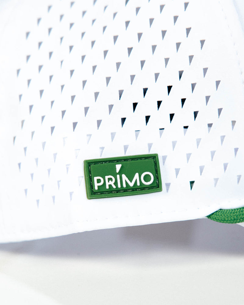White | Green Cursive Hat