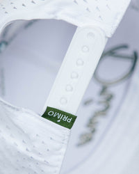 White | Green Cursive Hat