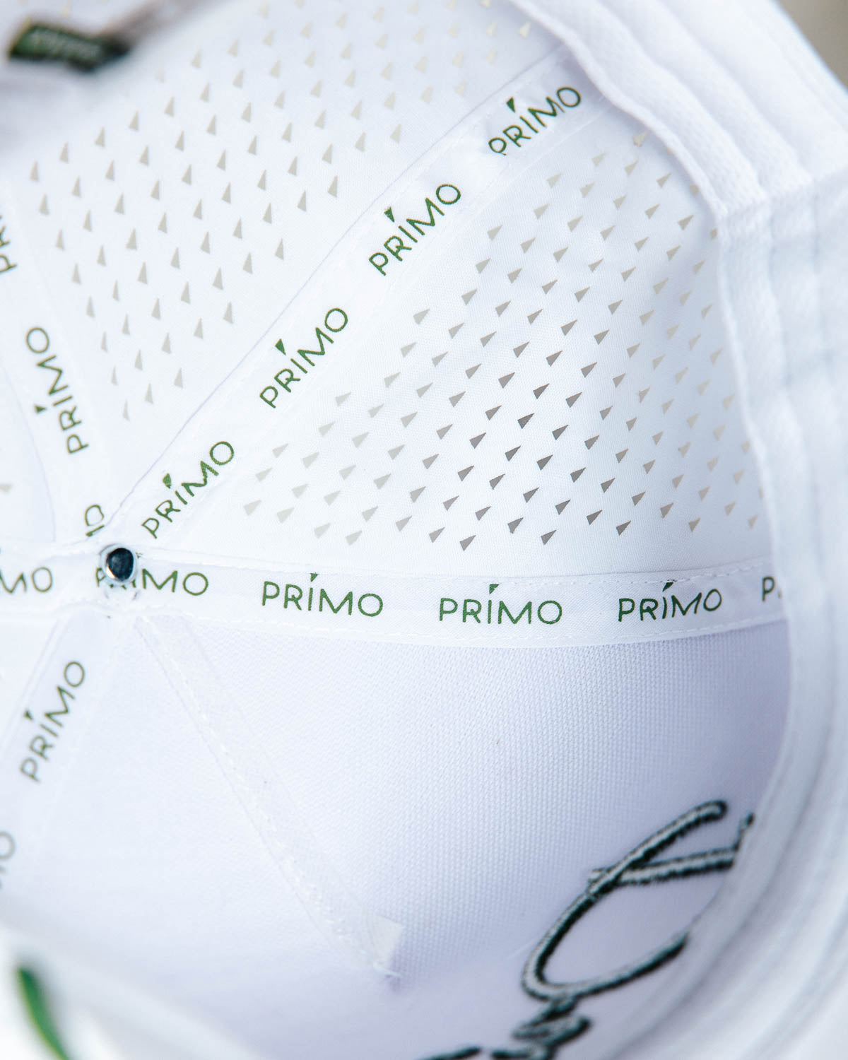 White | Green Cursive Hat