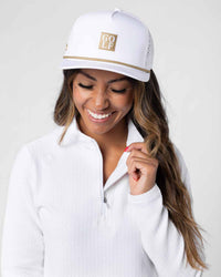Women's White Waffle Quarter Zip