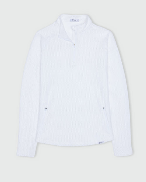 Women's White Waffle Quarter Zip