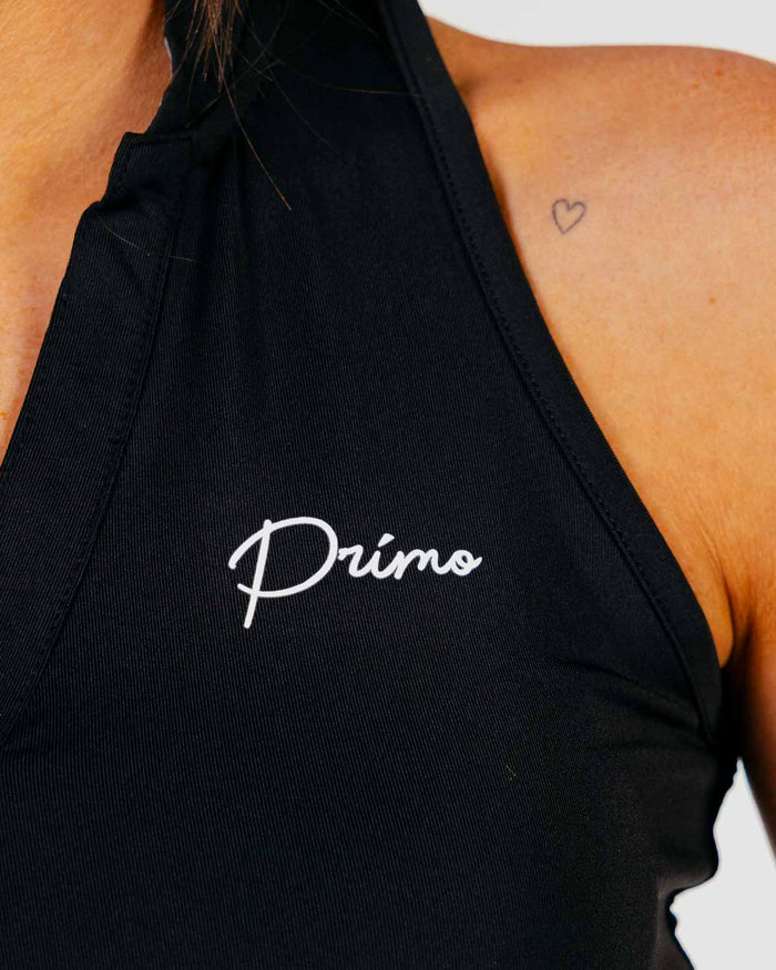 Women's Black Cursive Sleeveless Polo