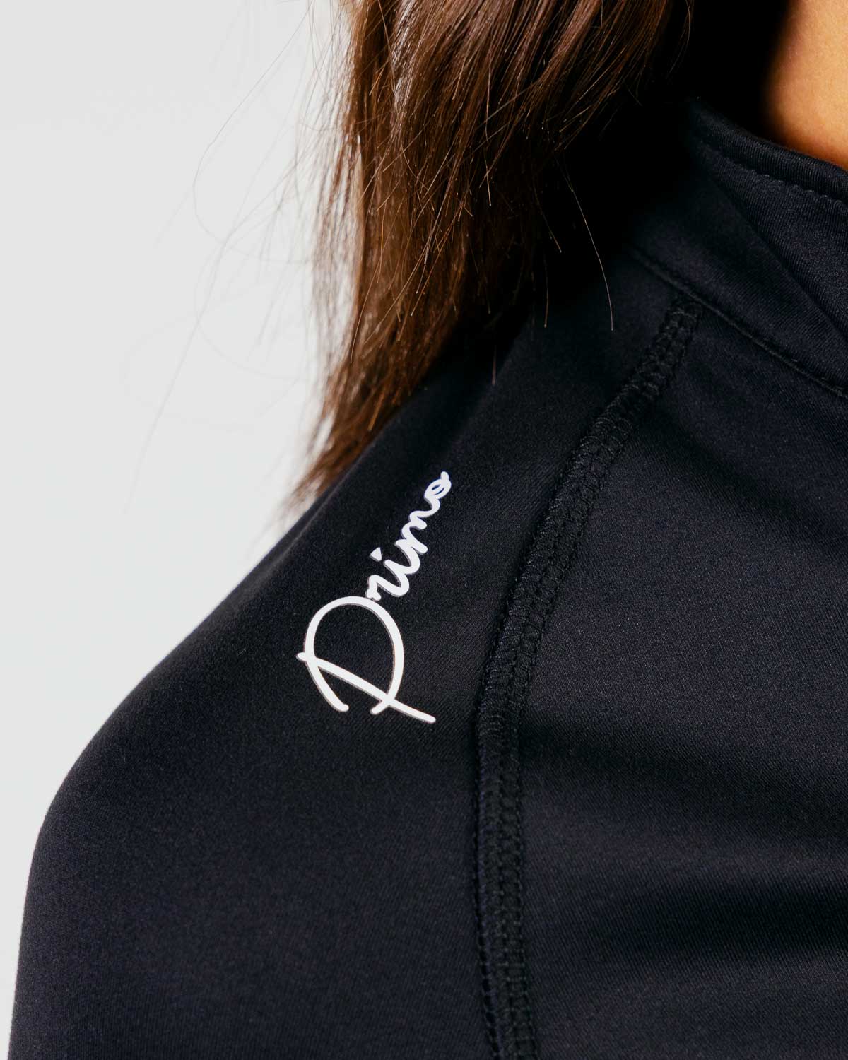 Women's Black Cursive Crop Quarterzip β Primo Golf Apparel