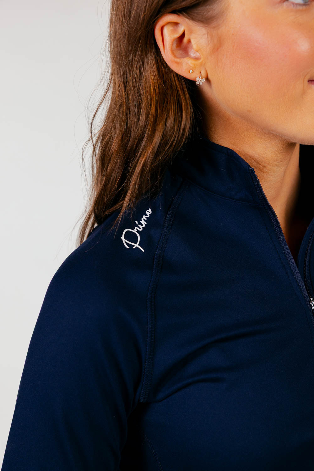 Women's Navy Cursive Crop Quarterzip – Primo Golf Apparel
