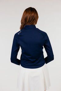 Women's Navy Cursive Crop Quarterzip