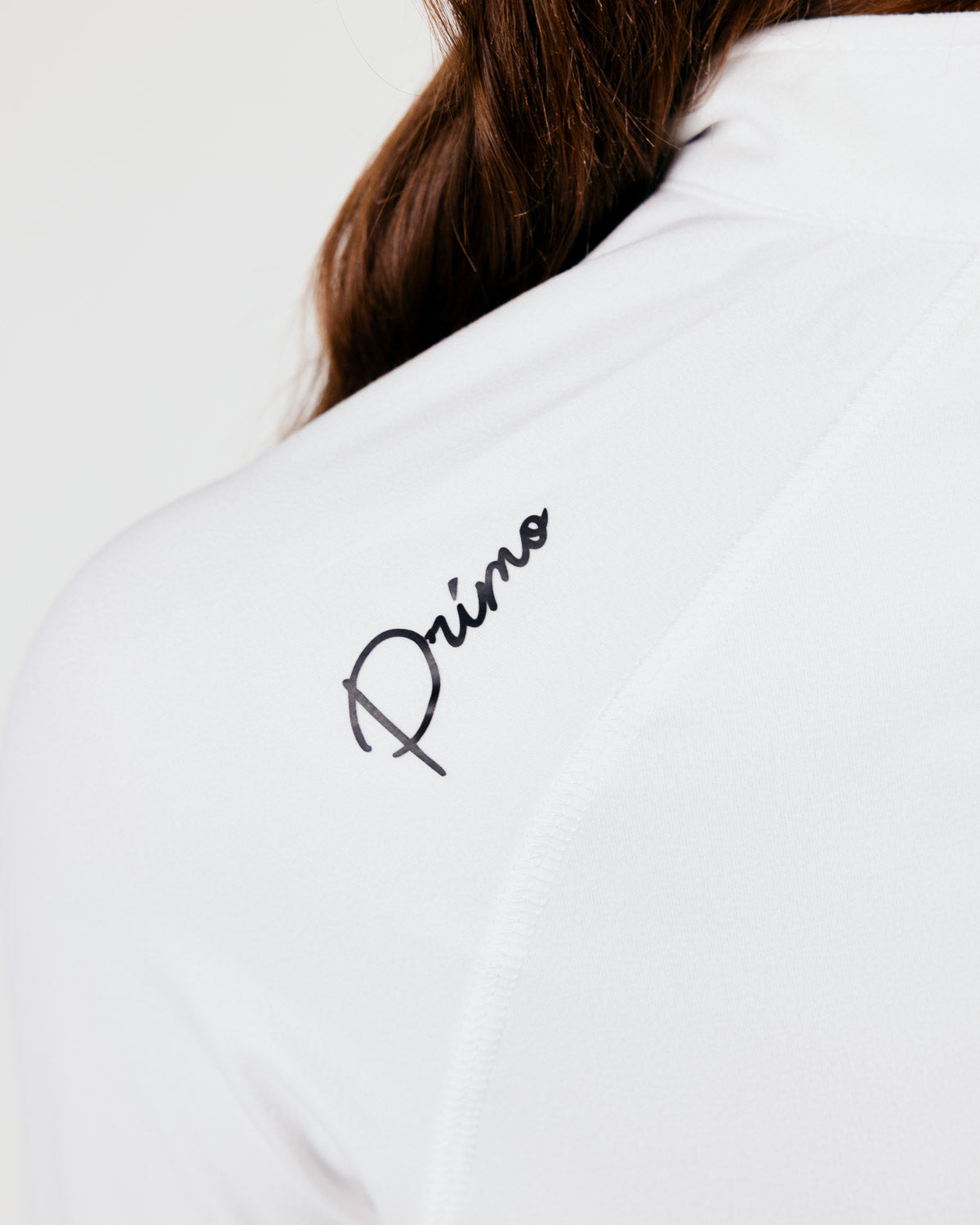 Women's White Cursive Crop Quarterzip β Primo Golf Apparel