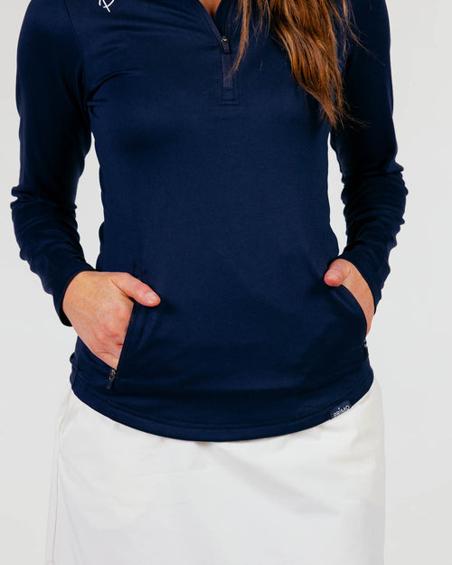 Women's Navy Cursive Quarterzip