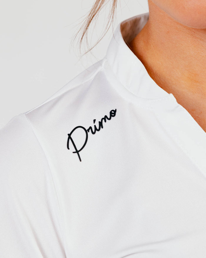 Women's White Cursive Blade Polo