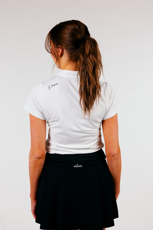 Women's White Cursive Blade Polo