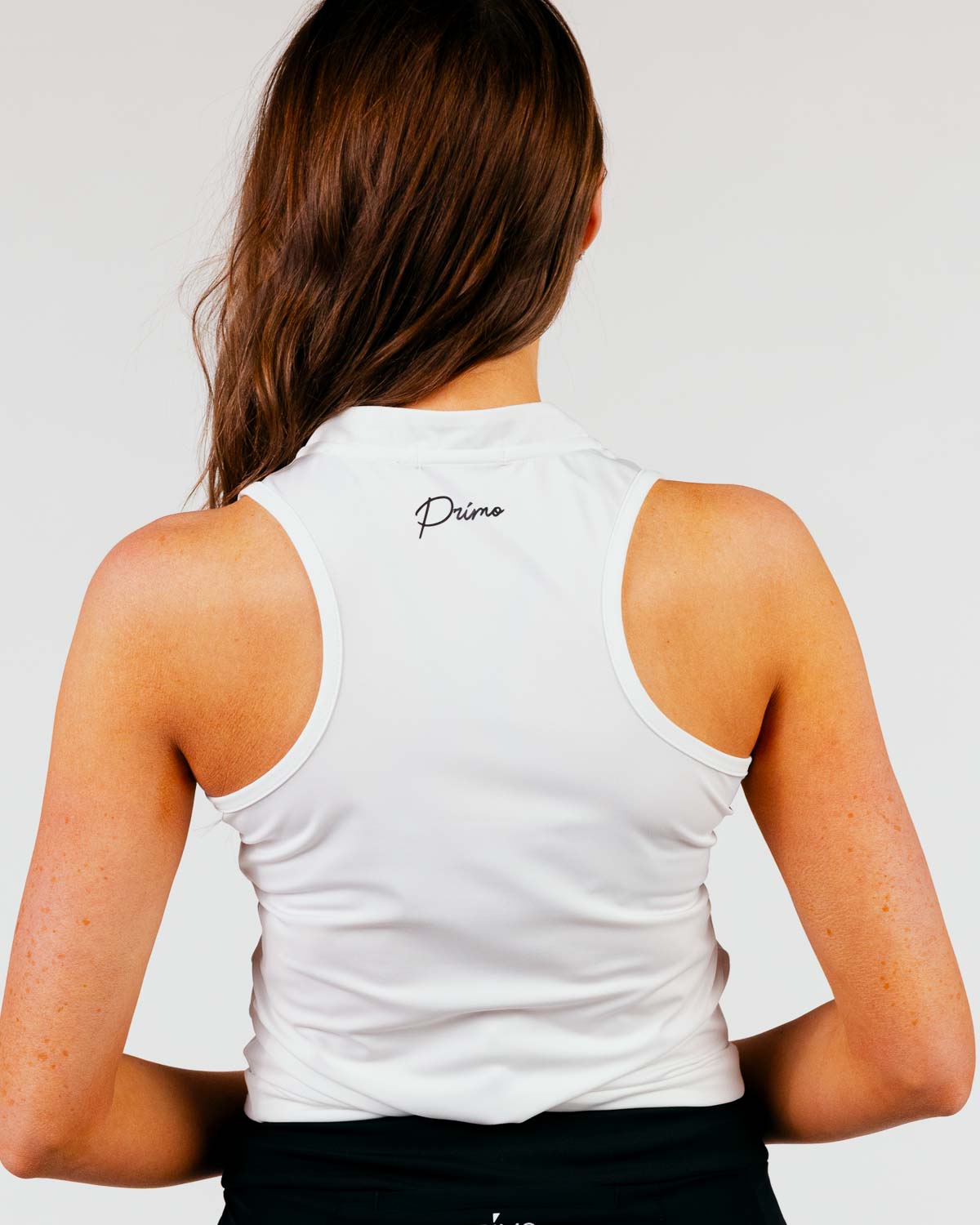 Women's White Cursive Sleeveless Polo