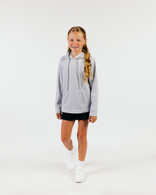 Youth Light Gray Cursive Golf Hoodie