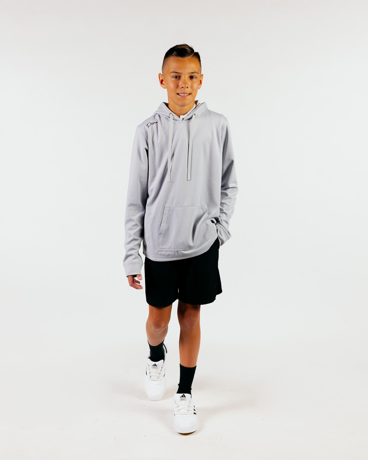 Youth Light Gray Cursive Golf Hoodie