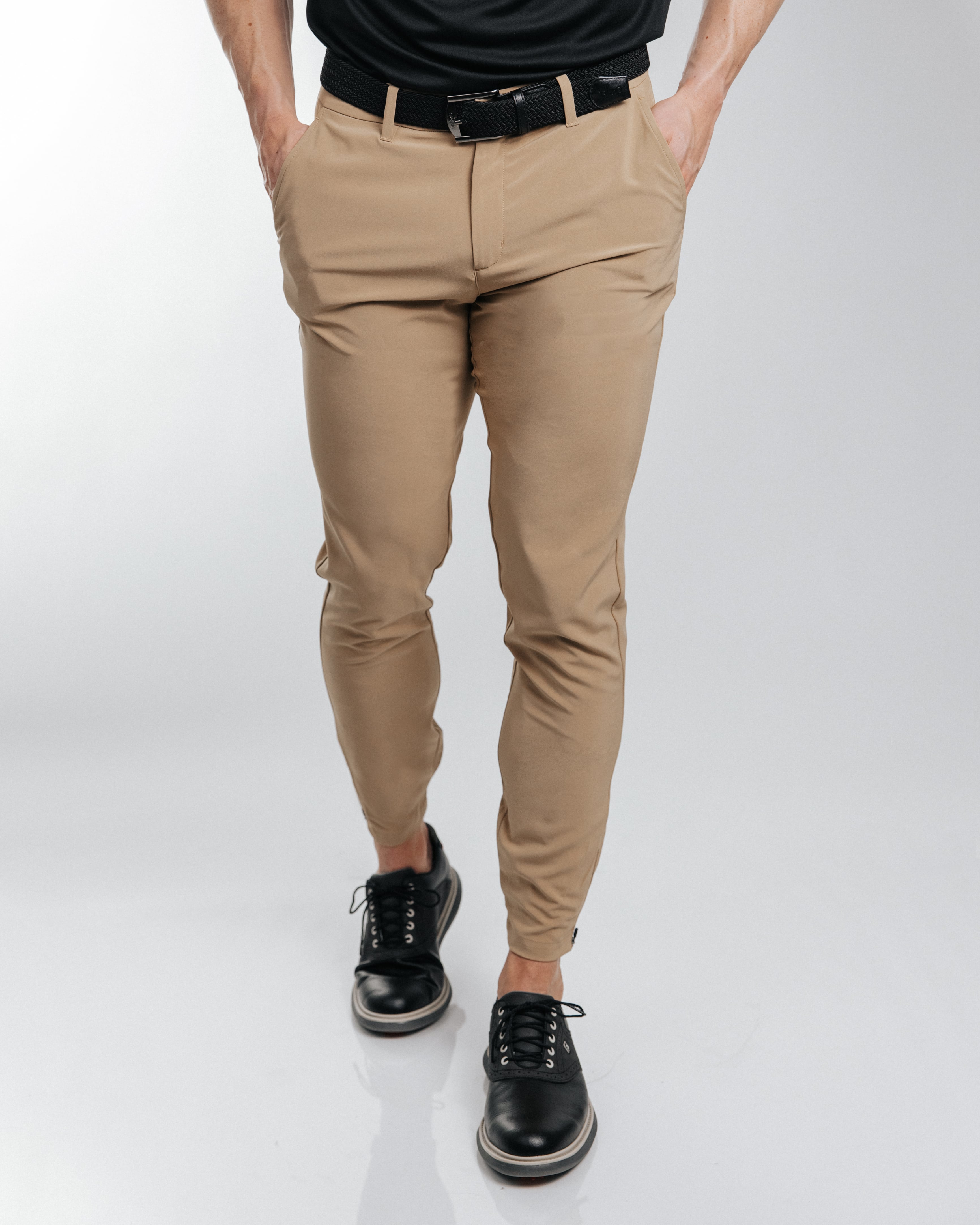 Khaki jogger pants with best sale belt loops