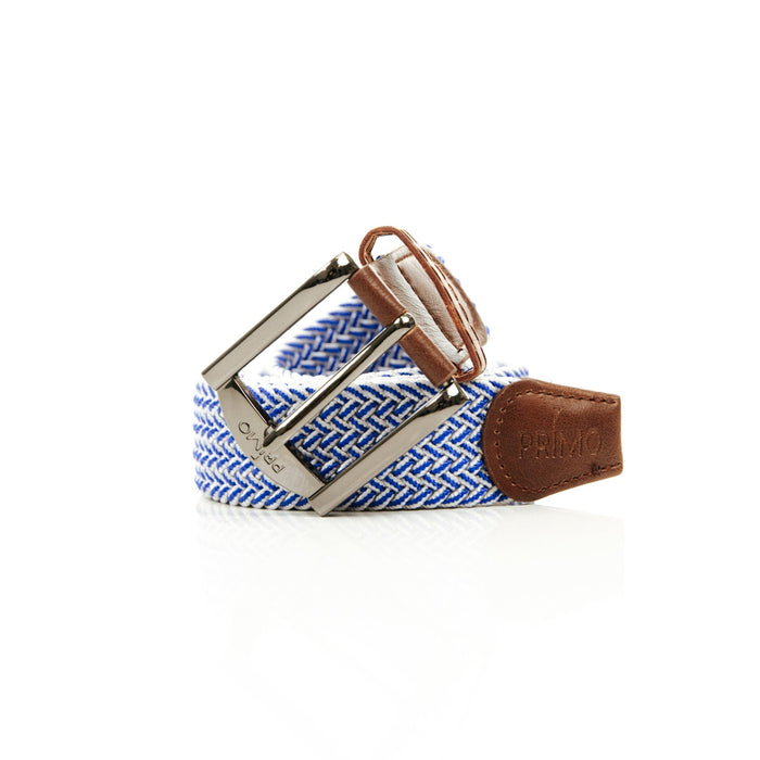 Primo Blue & White Braided Stretch Belt