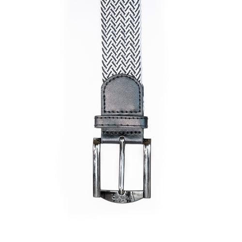 Primo White & Black Braided Stretch Belt